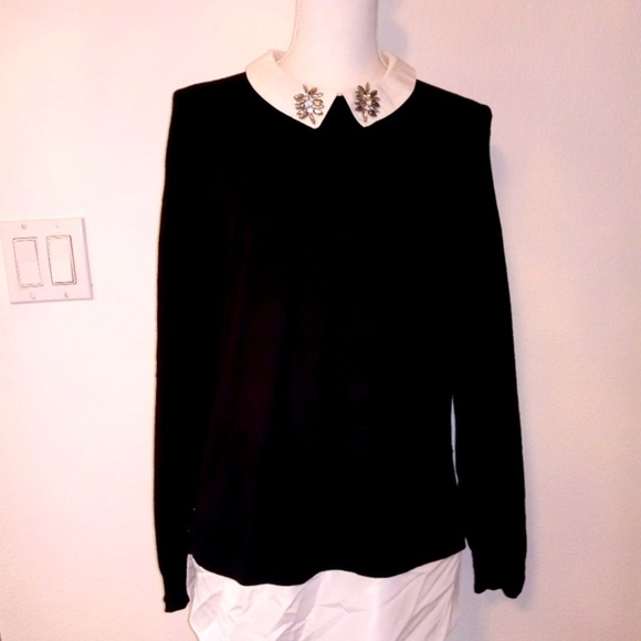 Black Sweater with Embellished Collar - Picture 1 of 5